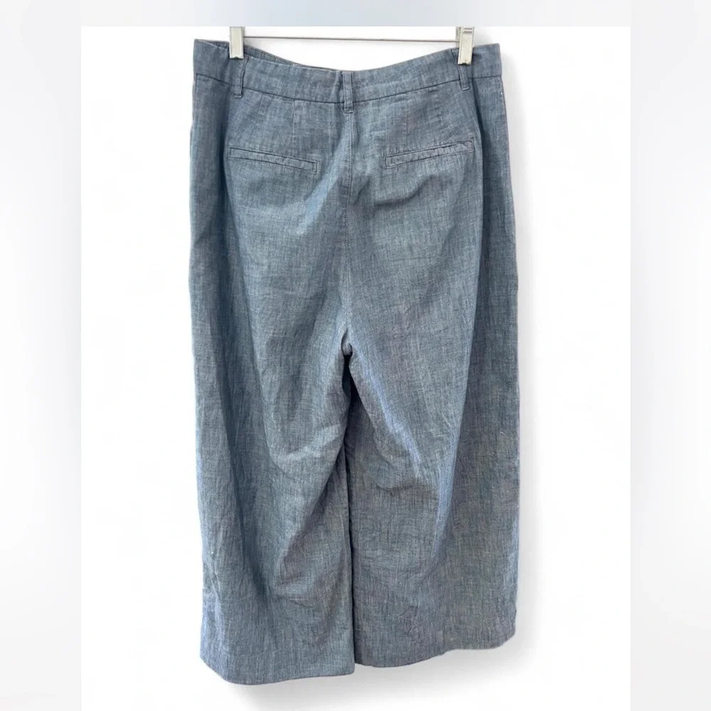 Ralph Lauren Black Label Pleated Wide Leg Chambray Pants Size 8 - Picture 3 of 9